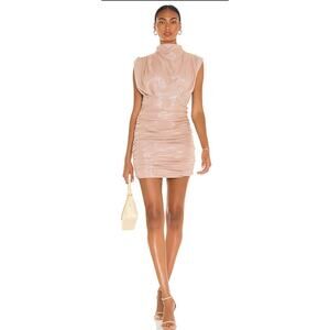 Line & Dot Laura Sparkly pink ruched dress Sz Medium Shimmer Party Cocktail NYE